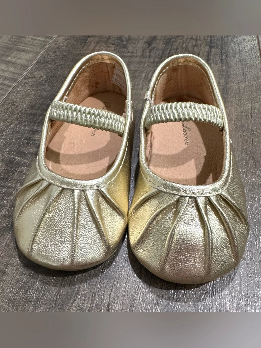 Ralph Lauren Layette Dress Shoes Gold Baby Girl size 3 NEW